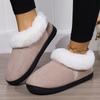 Fashion Rimocy Winter Soft Suede Plush Slippers Women Warm Paded Thicken Cotton Shoes Woman Flat Bottom Wrap Heel Slides Home Shoes