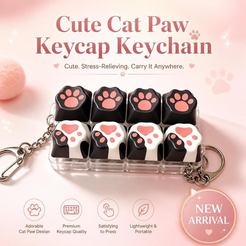 Mechanical Anti-stress Toy Pendant Cat Paw Fidget Keychain Decompression Keyring  Gift Giving