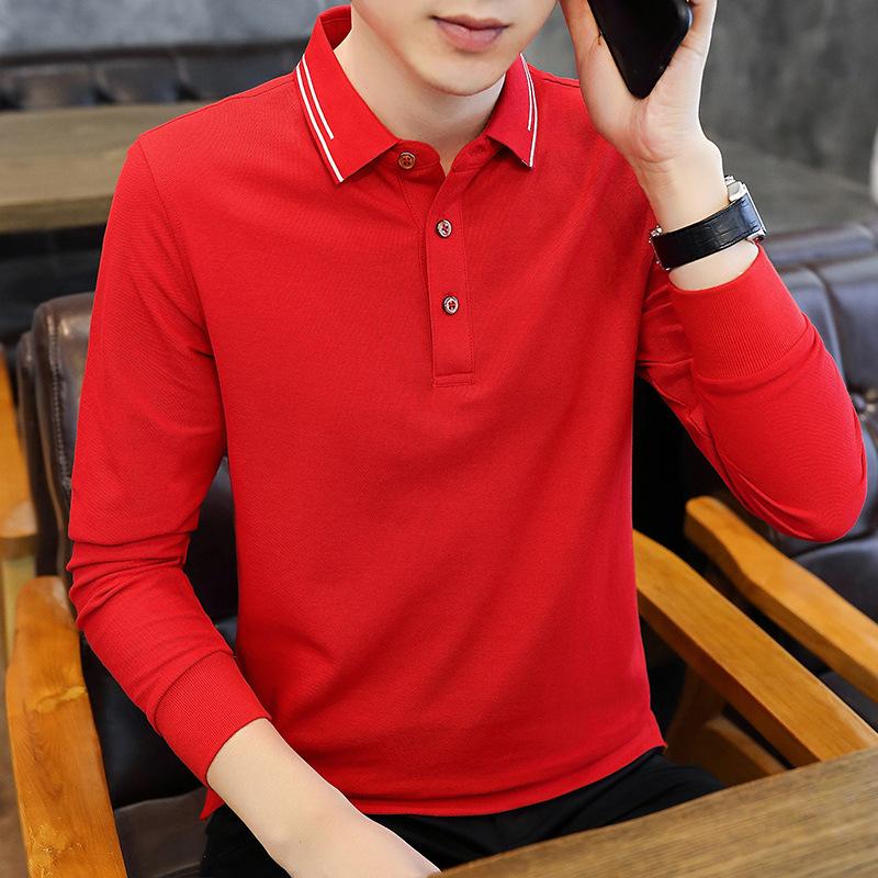 Spring and Autumn New Men's Korean Version Solid Color Sheet Lapel Long Sleeve Polo Shirt Trendy Couple Internet Celebrity Same Style Versatile Top