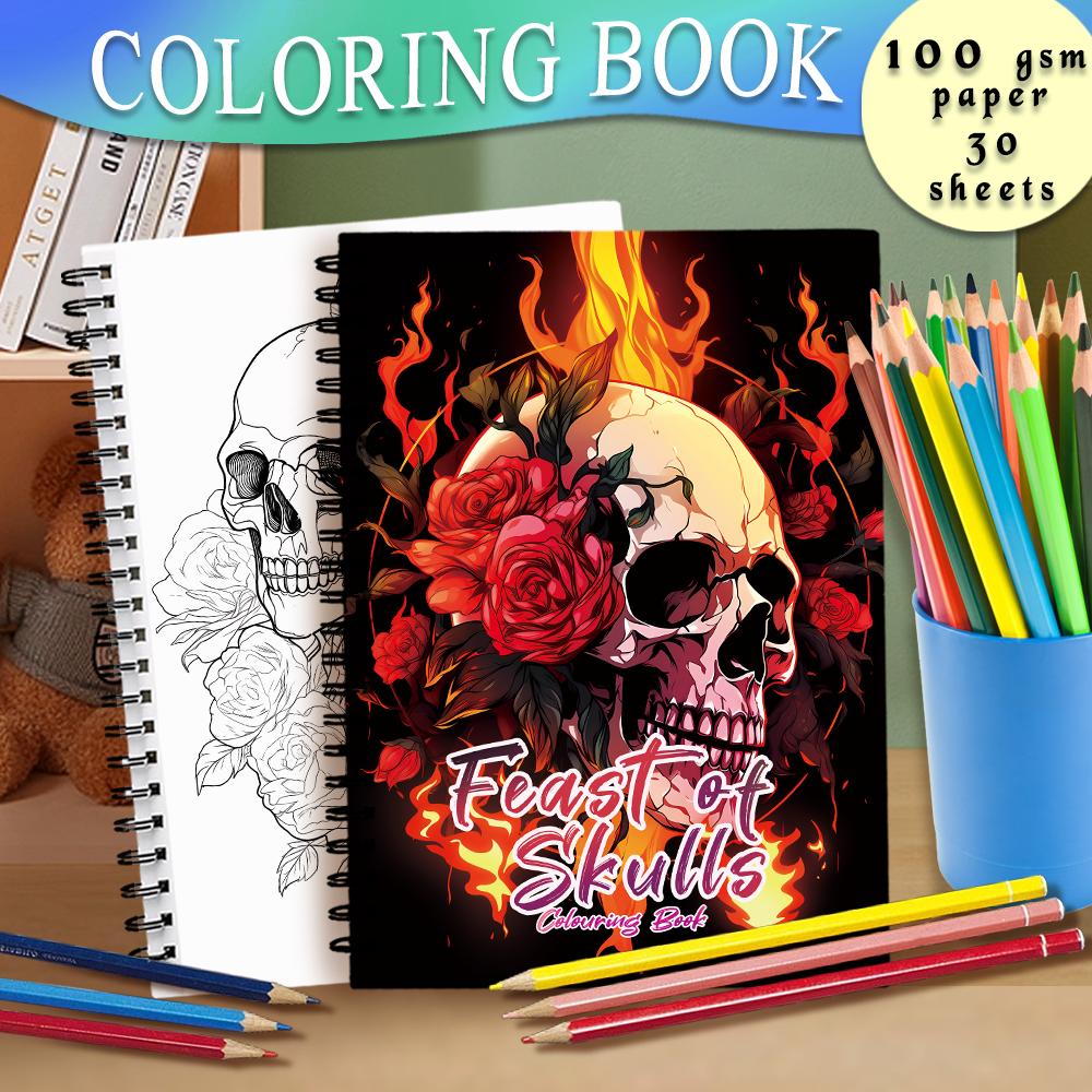 Adult Coloring Book -30 Sheet Spiral Coloring Book, 11.2X 8.3Inch, 100Gsm Thick Paper, Back to School, New Year, Birthday Gift