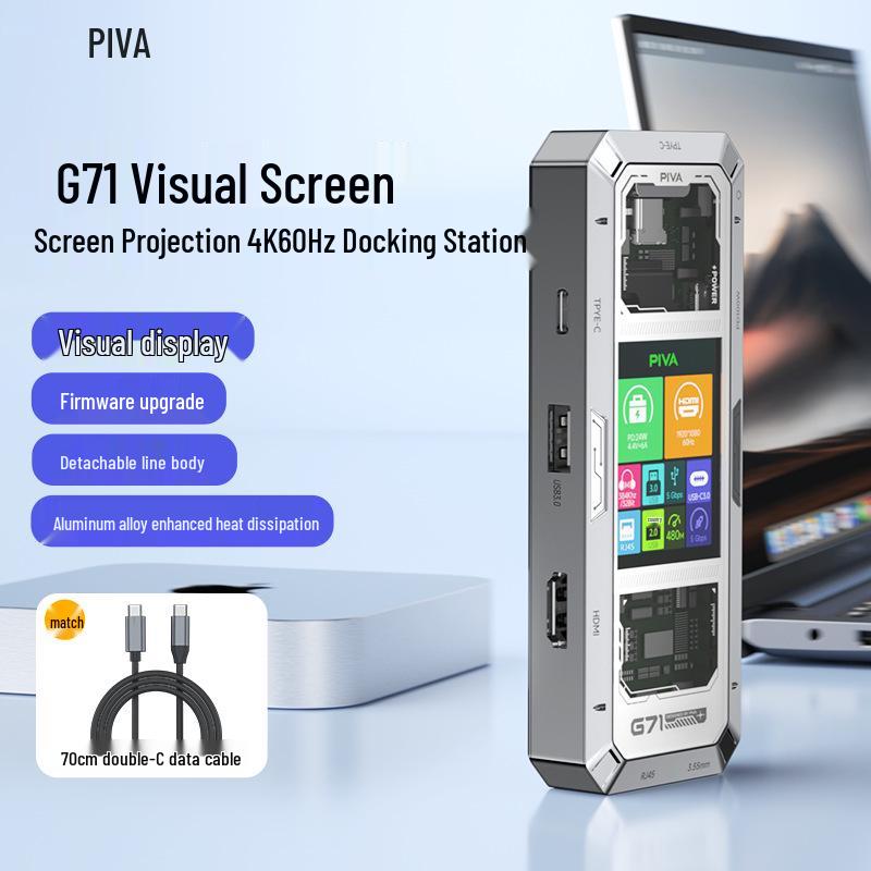 

Смарт-док-станція Piva G71 Type-C: 4K60Hz HDMI, Гігабітний Ethernet, Високошвидкісний спліттер