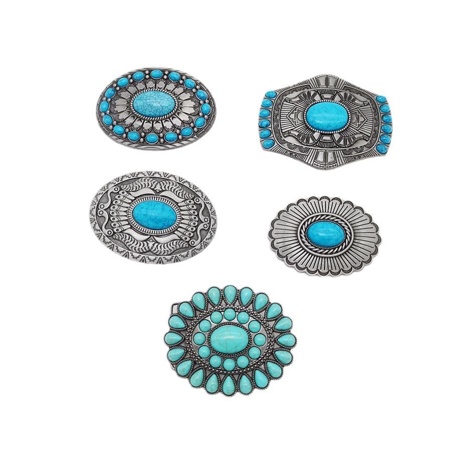 Zinc Alloy Bohemian Niche Belt Buckle Oval Belt Buckle Automatic Snap Buckle Retro Style