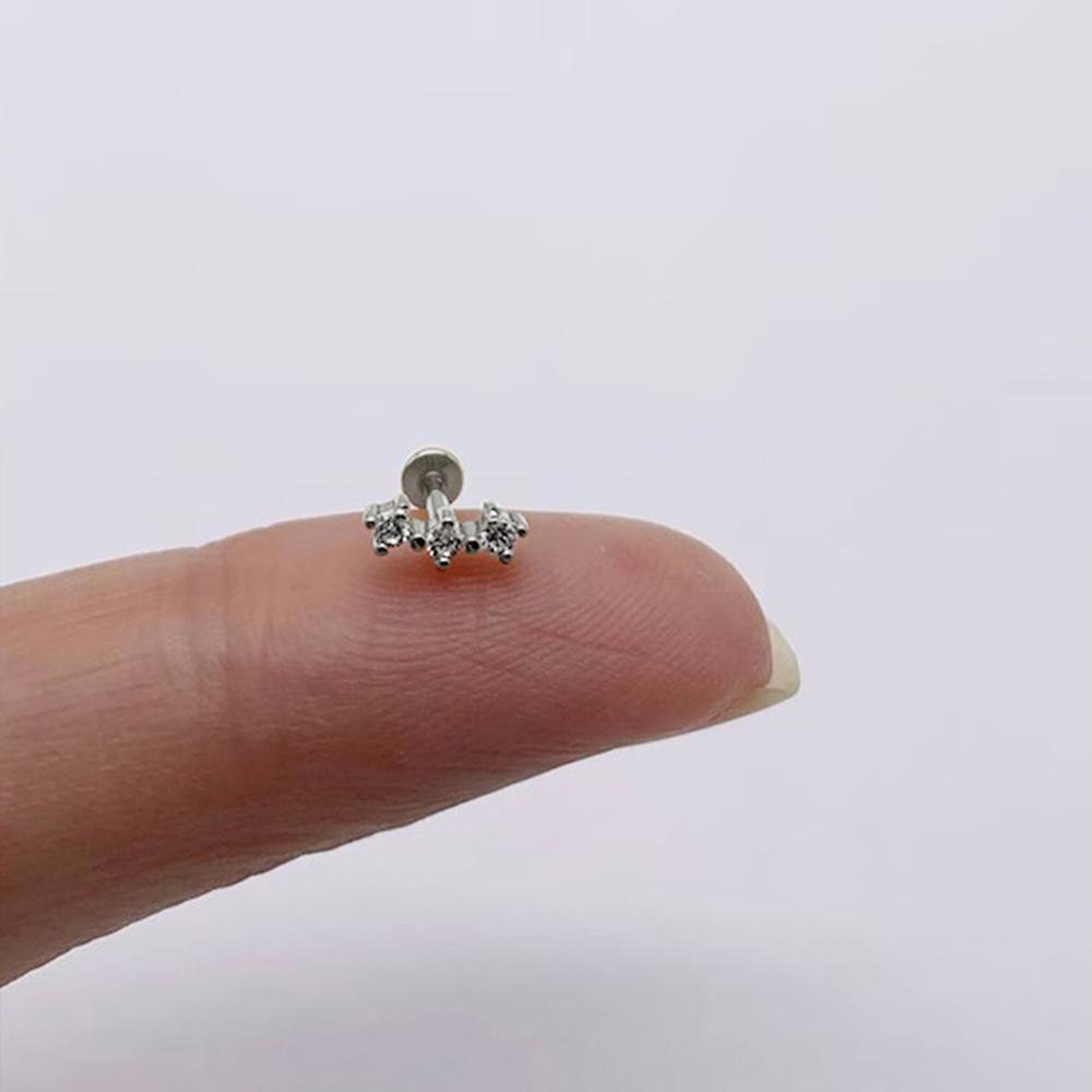 Aide 1pc 925 Silver Mini Zircon Thick Flat Screw Back Drop Earrings For Women K Gold Piercing Stud Earrings Jewelry