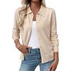 Damen S Langarm Strickjacke Umlegekragen Einfarbig Schlanke Passform Lässiges Oberteil