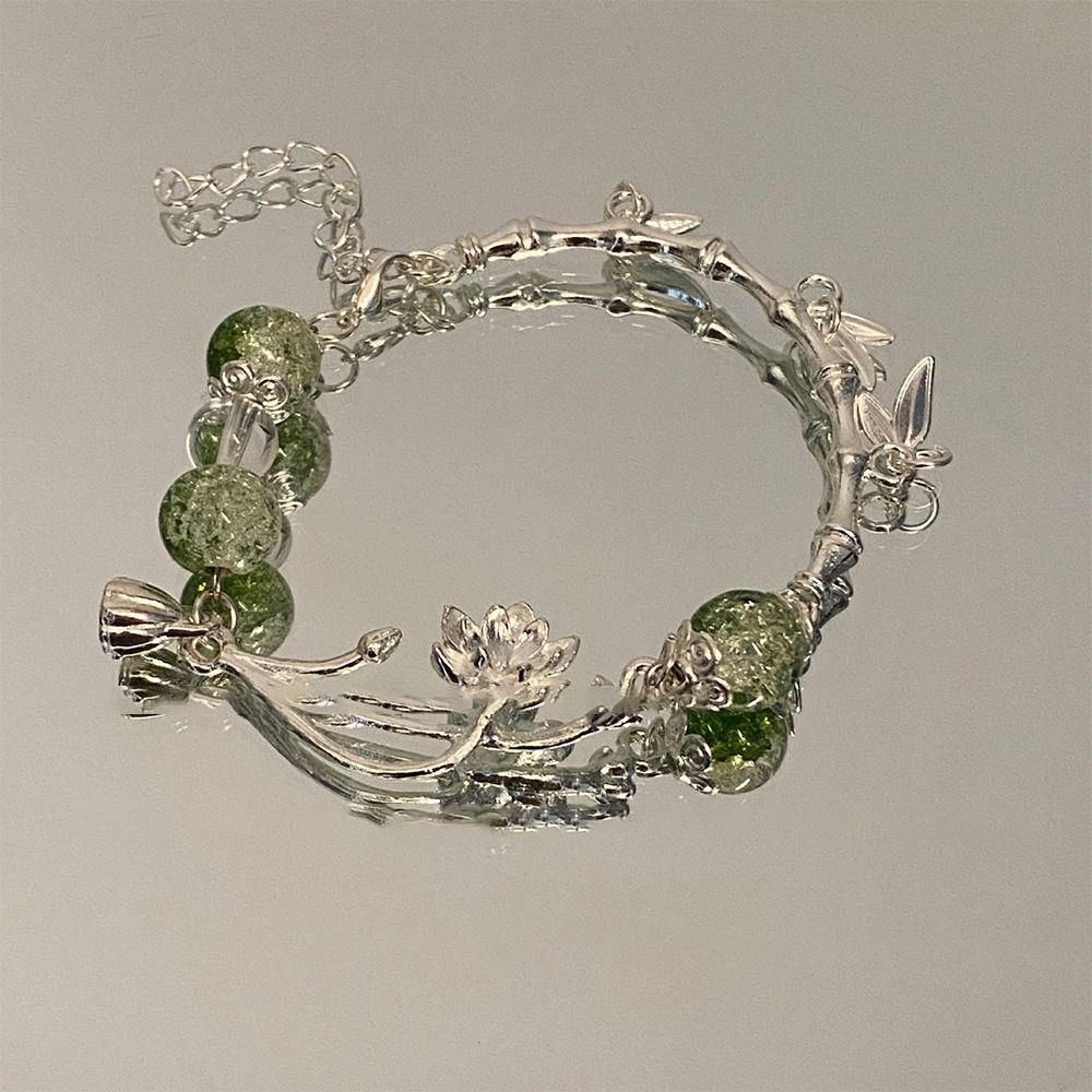 Beads Chinese Style Bracelet Butterfly Women Hand Chain Cute Lotus Charm Bracelet  Women