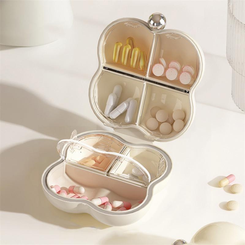 7-Day Portable Flower-Shaped Pill Organizer Compact Medication Divider Box with Individual Compartments for Daily Use
