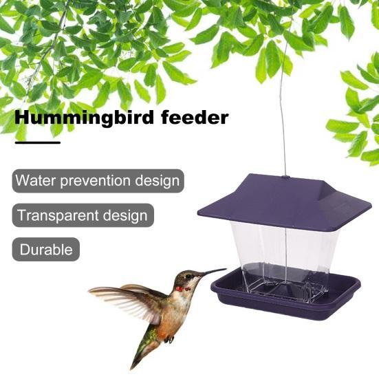 Vogelfutterspender mit Abflusslöchern, großes Fassungsvermögen, transparenter Kunststoff, zum Aufhängen von Wildvögeln im Freien, mit schrägem Dach für den Außenbereich, Gartenhof