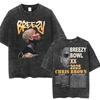 Chris Brown Breezy Bowl XX Konzerttour Gewaschenes T-Shirt Vintage Hip Hop Gothic T-Shirt Herren Oversize Baumwoll-T-Shirt