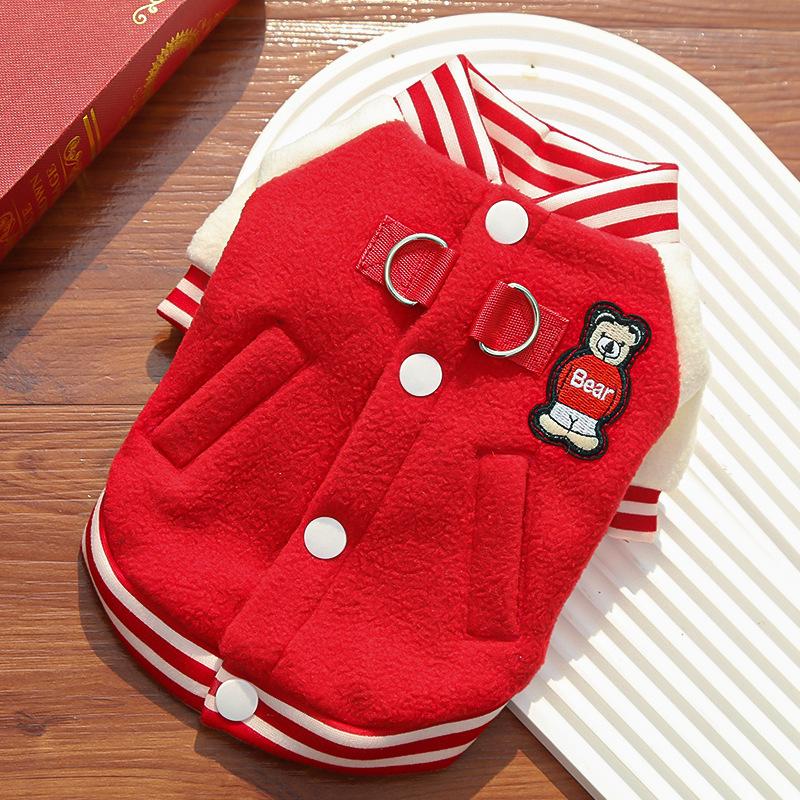 

Baseball Jackets, Cat Clothes, Fur Clothes, Pet Dogs, Autumn and Winter Fleece Jackets, Teddy Corgi, Five-wool Cat Supplies XS красный