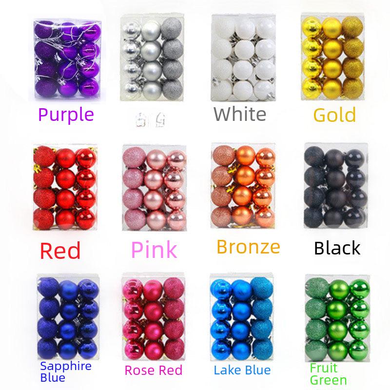 3cm Christmas Tree Decoration Balls - 24 Electroplated Plastic Ornaments (Bright & Matte)