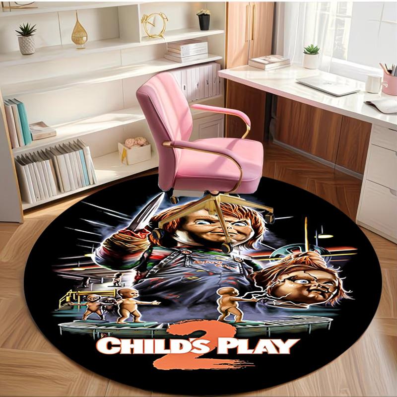 Chucky Print Round Rug, Washable Floor Carpet, For Entryway Dorm Laundry Room Office Study, Home Decor Birthday Christmas Gift