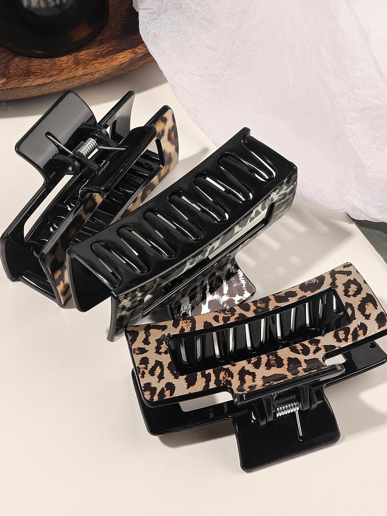 4Pcs Tortoise Hair Claw Clips, Leopard Print Stylish Hair Accessories for Women Fashion Strong Hold Clips for Thick Thin Hair