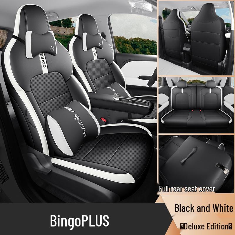 Bingo Plus Universal Full Leather Car Seat Cushion - New Model, 5-Seat, All-Season Compatibility.
