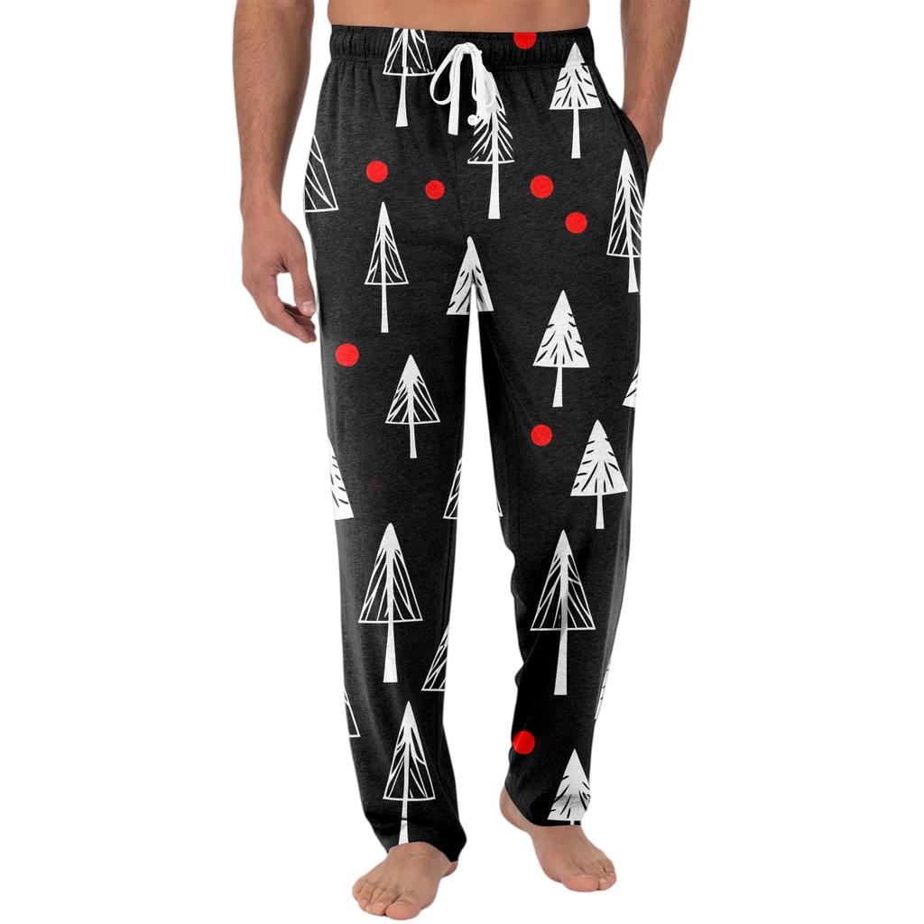 Men's Knitted Fashion Print Pocket Casual Pants Pajama Pants