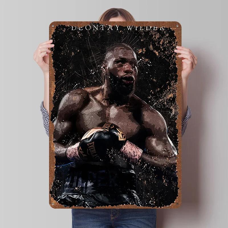 Deontay Wilder Boxer Metallposter Individuelle Vintage Metallschilder Wandkunst Blechschild für Man Cave Schlafzimmerdekorationen Heimdekoration