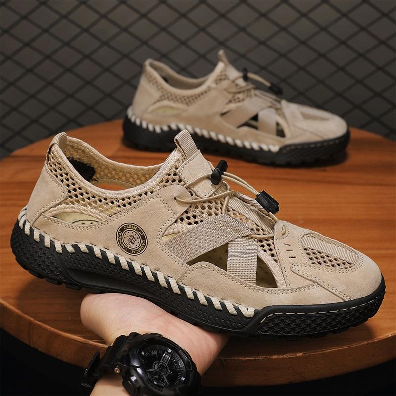 Mode Heiße Sommer Herren Sandalen Outdoor Mesh Atmungsaktive Sandalen Weiche Herren Sandalen Hausschuhe Handgefertigte Sandalen Römische Outdoor Pantoletten
