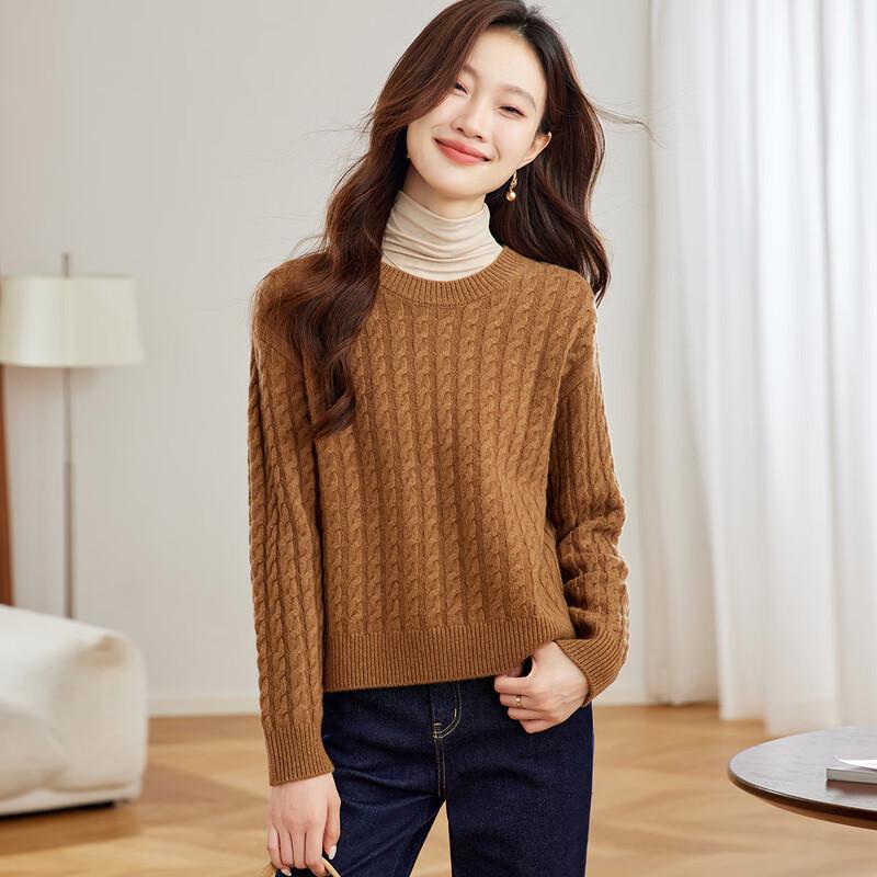 Women's Thick 100% Wool Cable-Knit Sweater