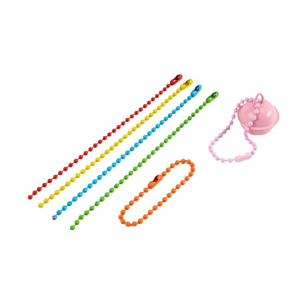 Colorful Ball Bead Connector Chain 20/12cm Fits KeyRing Key Iron Chain Dolls Label DIY Jewelry Making Toy Hanging Chain