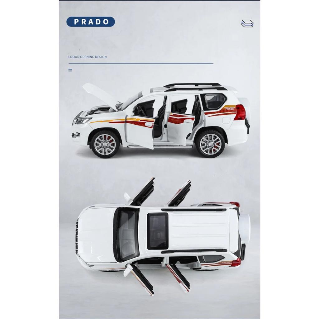 1/32 Toyota PRADO Land Cruiser SUV Alloy Car Model Diecast Metal Off-road Vehicle Car Model Sound and Light Kids Toy Gift