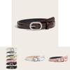 Womens Fashion Leather Belt With Gold Silver Buckle For Casual Jeans Wear
