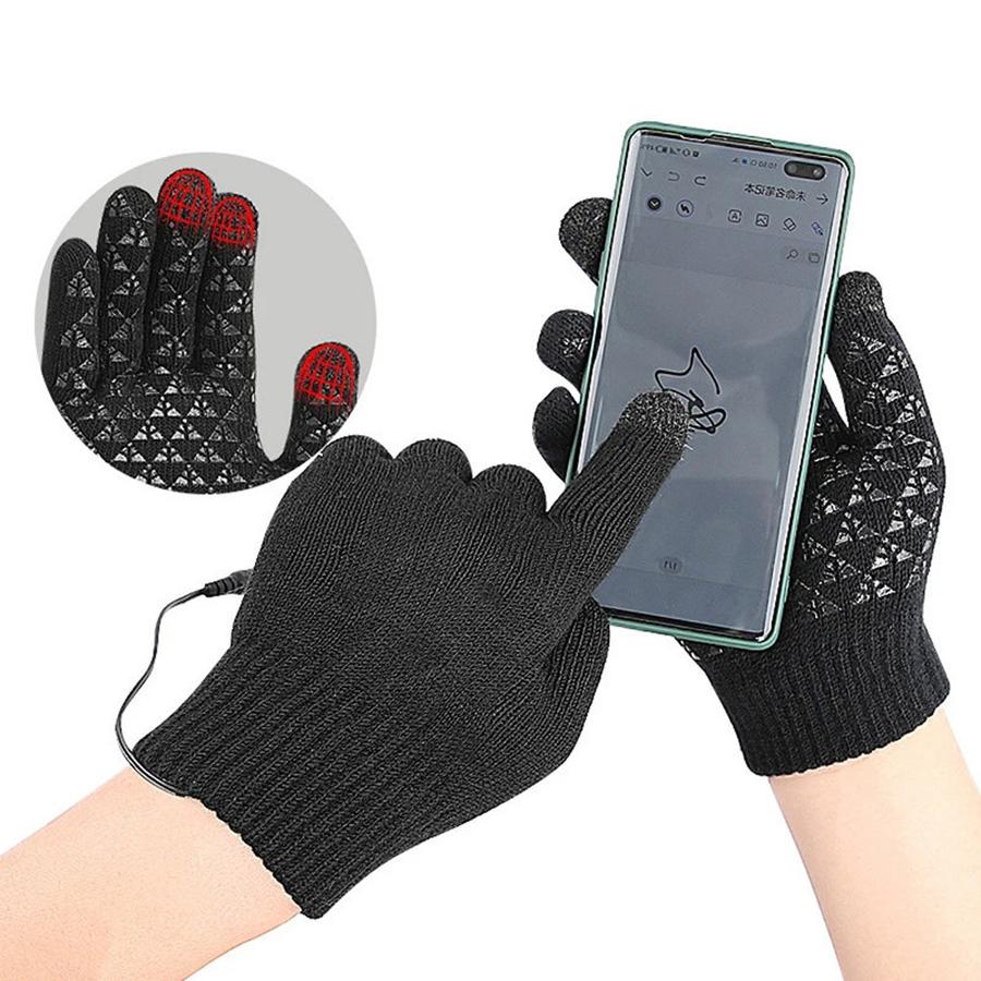 USB Heated Gloves Winter Warm Control Touch Screen Office Outdoor Skiing Riding Anti-Slip Gloves
