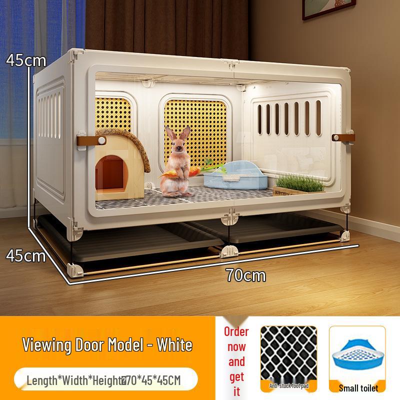 Großer Kaninchenkäfig mit integrierter Toilette für Zuhause - Geeignet für Meerschweinchen und Zierhaustiere