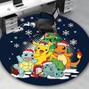 1pc Christmas Pikachu & Friends Round Carpet - Anime Design Office Chair Mat, Non-Slip Rug for Home Decor, Living Room