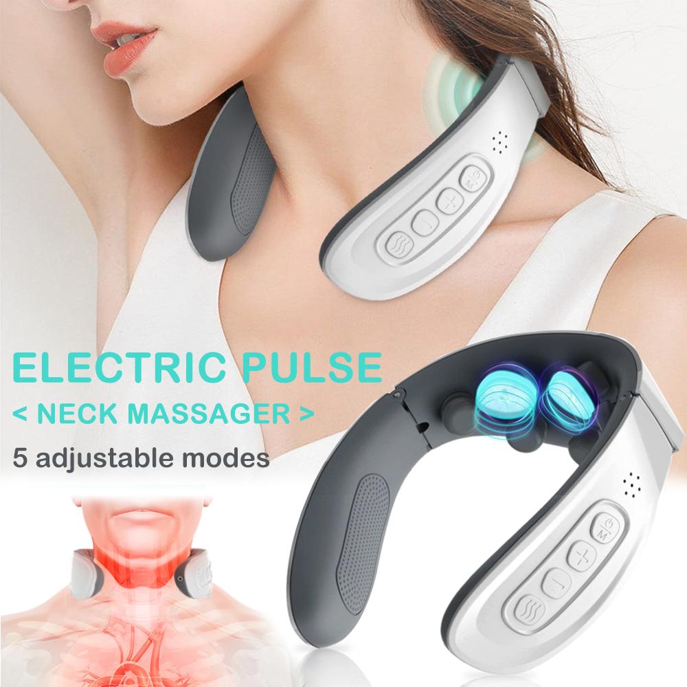 Neck Massager TENS Pulse Electric Cervical Massager Lymphatic Drainage Heating Vibration Back And Neck Massager For Pain Relief