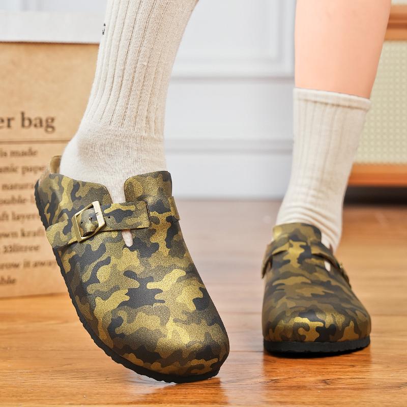 Summer Outdoor Sandals for Men Women Slippers Shoes Cork Clogs Comfort Footbed PU Leather Mules Slip On Indoor Outdoor