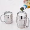 400ml Double Stainless Steel Beer Cup Outdoor Camping Western Coffee Cup with Handle Insulated Portable Water Cup Mugs Utensils