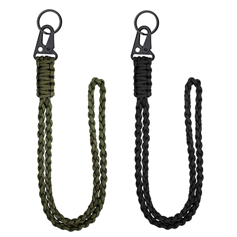 2 Stück Paracord Schlüsselanhänger mit Karabiner Paracord Halsband Schlüsselanhänger Strapazierfähiges geflochtenes Seil Halskette Schlüsselanhänger