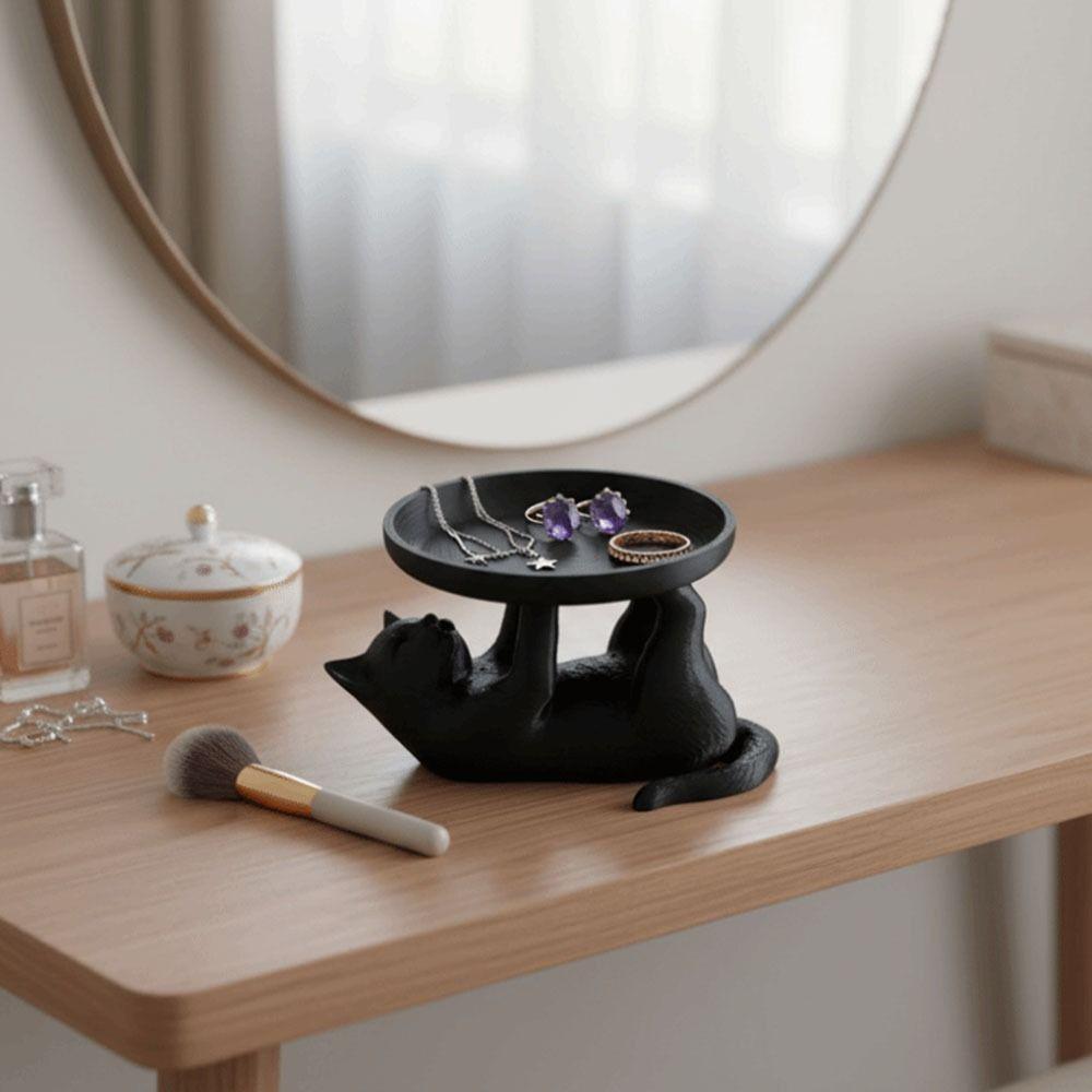 Cat Shape Jewelry Storage Tray Large Capacity Ring Holder Creative Mini Key Tray  Home Ornaments