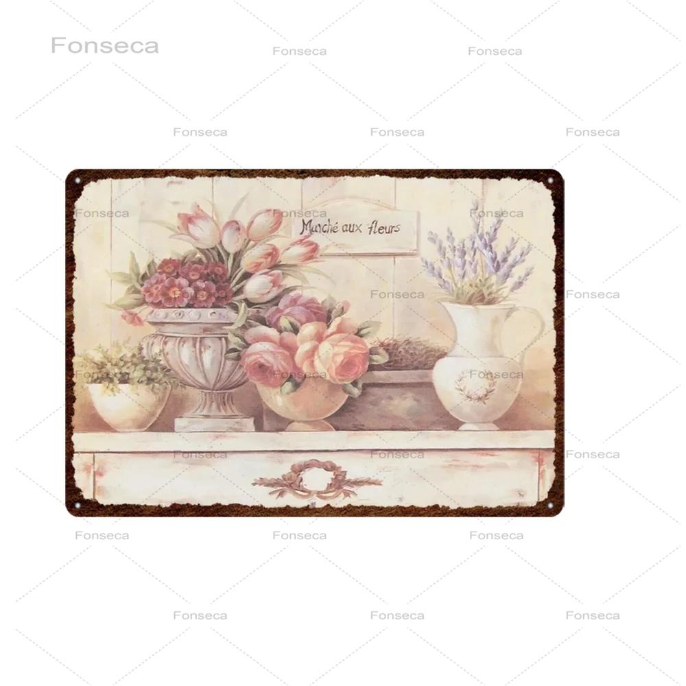 Vintage Flowers Metal Sign Garden Floral Retro Tin Plaques Home Decoration Wall Art Iron Painting 20X30Cm