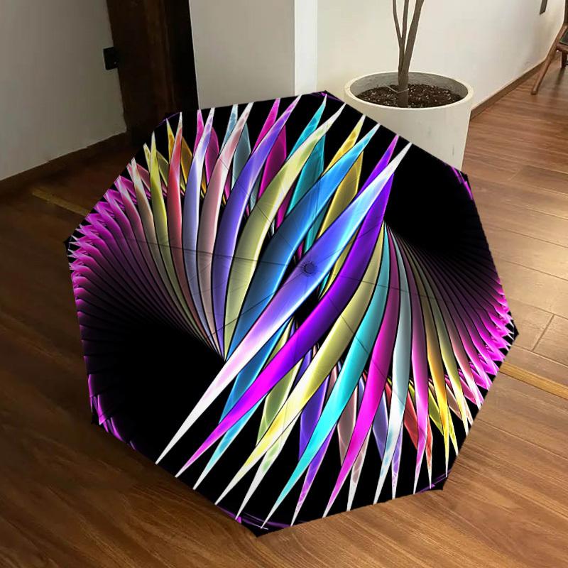 1pc Colorful Spiral Pattern Automatic Folding Umbrella, Casual Outdoor Accessory, Birthday Festival Gift yy251126146