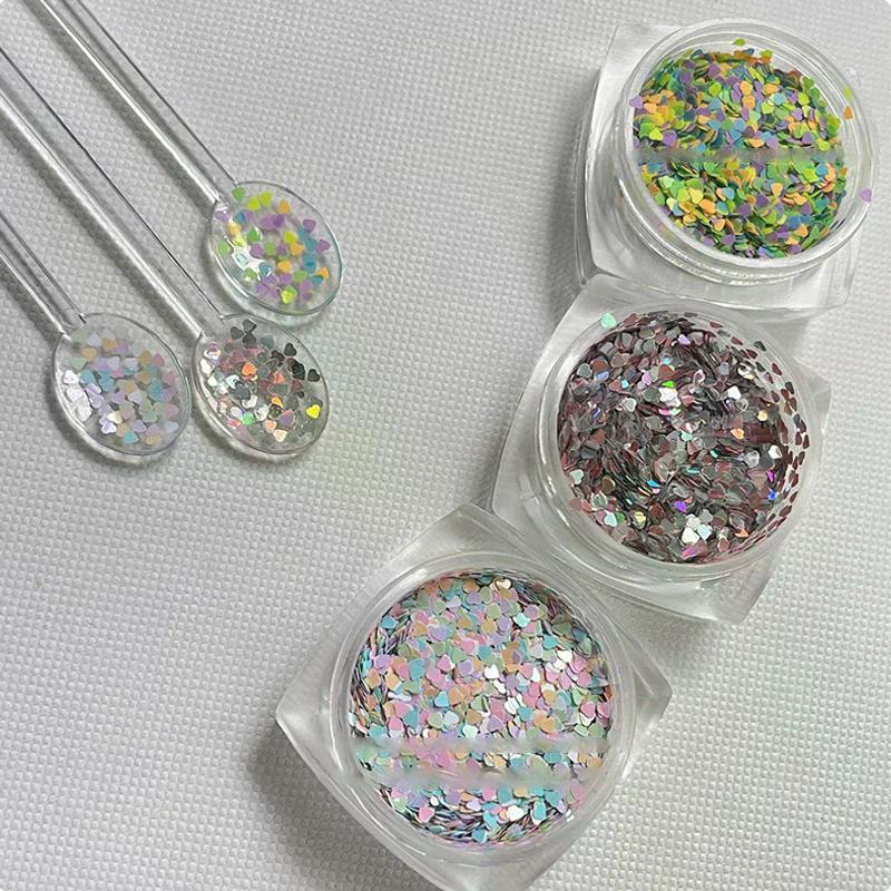 1Jar 1mm Mini Sparkling Love Nail Glitter Sparkling Heart Nail Decoration Nail Salon Design Cute Accessories DIY Nail Art Design