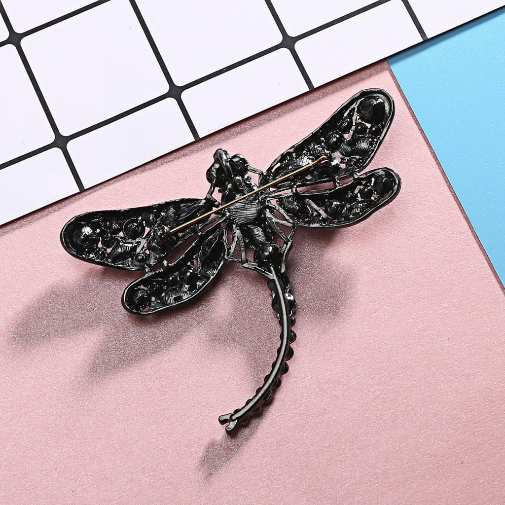 Vintage Full Rhinestone Big Dragonfly Brooch For Women Men Exquisite Colorful Crystal Insect Dragonfly Animal Pins Party Jewelry