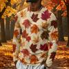 T-shirt da uomo a maniche lunghe con stampa di foglie d'acero, top casual leggero girocollo per autunno e inverno