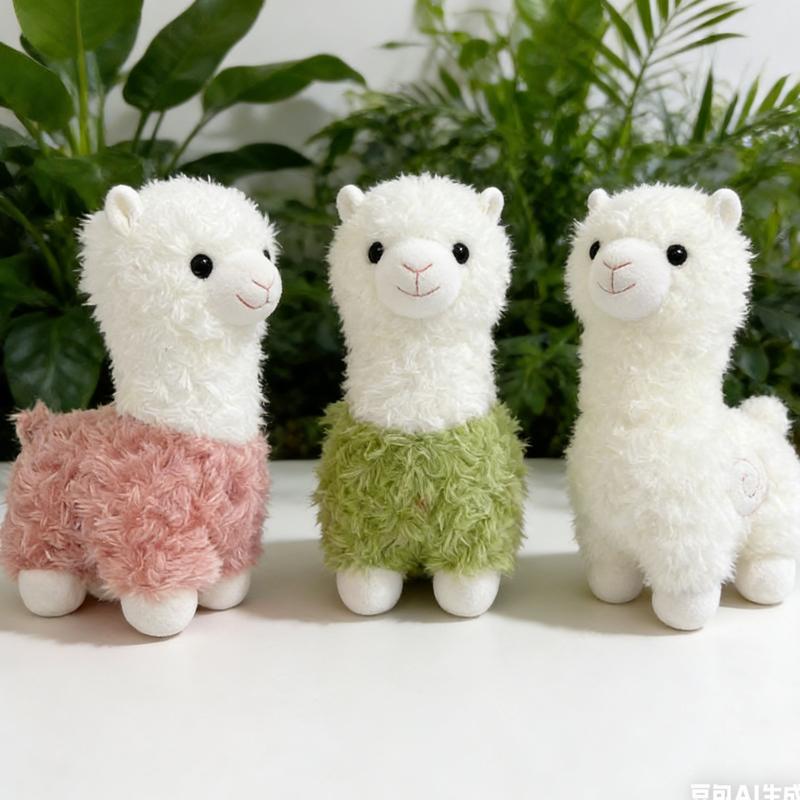Kawaii Alpaca Plush Toy Cartoon Sheep Stuffed Animals Soft Doll Pink Green Alpaca Kids Children Hug Sleep Gift Home Office Decor