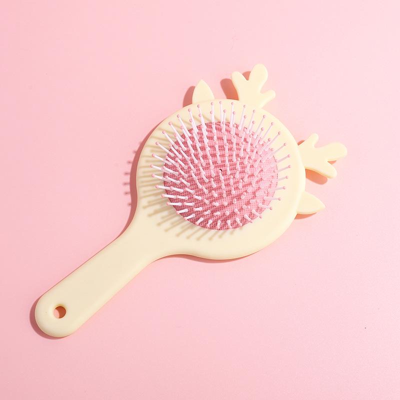 

Мультяшная расческа-подушка с рожками для женщин и детей – нежная массажная расческа 19.5*9.5*3cm 75g жёлтый