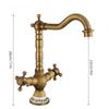 TLXT Antique Ceramic Dual-Handle Hot & Cold Water Faucet