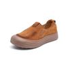 Autumn New Handsome British Style Leather Handmade Round Head Foot Cover Flat Heel Single Shoes Soft Sole Casual Shoes