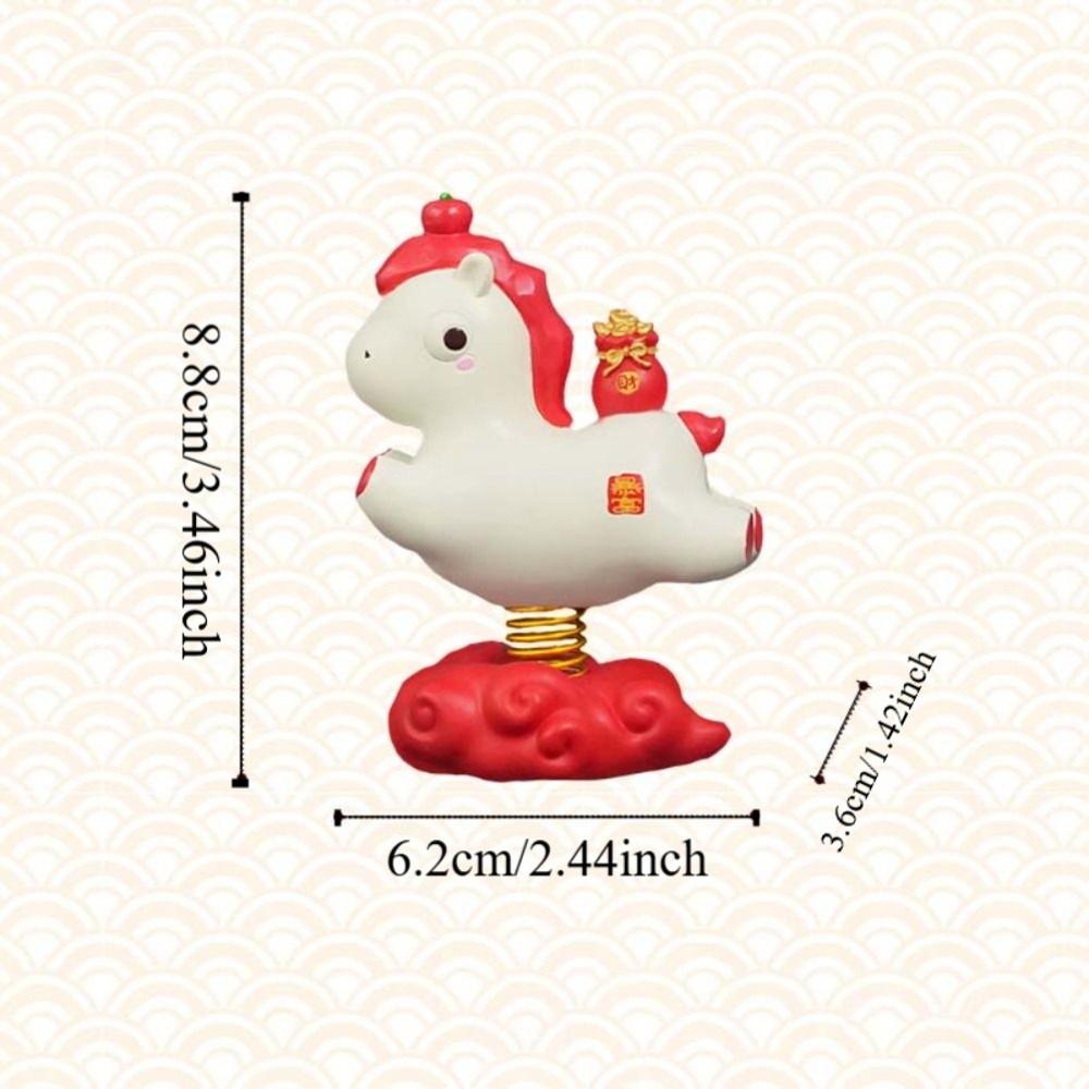 Cartoon Zodiac Pony Ornaments Pony Shape Resin Horse Mascot 2026 Horse Year Kawaii Horse Spring ornament Car Interior