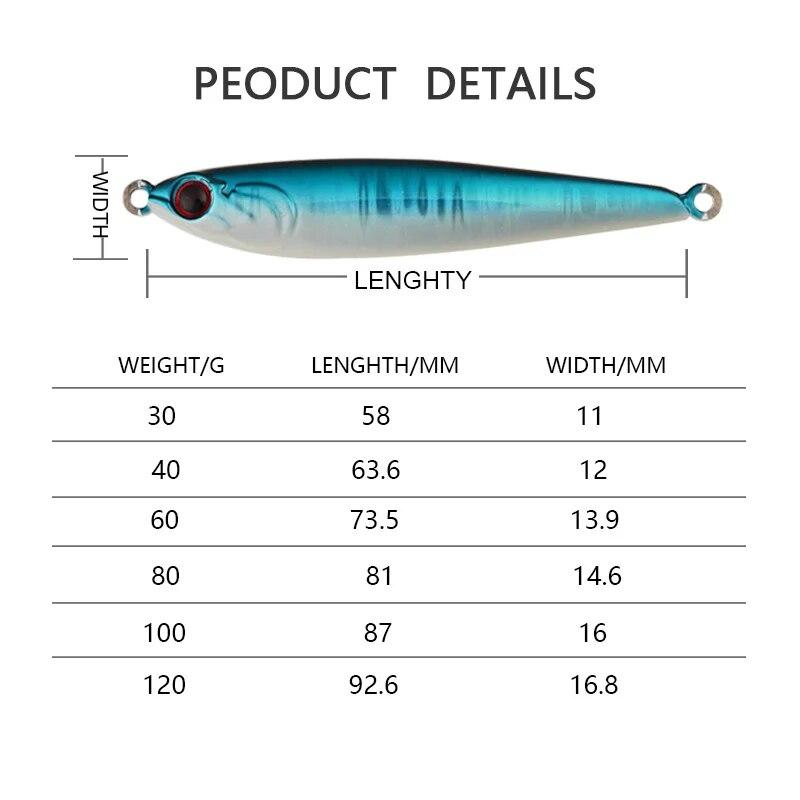 FUNADAIKO 2023 Tungsten New Slow Metal Jigging Lures 30g 40g 60g 80g 100g 120g  Luminous Fishing Bait  Jig Saltwater Lure