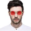 Kursan Round Sunglasses for Men and Hippie Retro Metal UV 400 A2 Black Size M Women, Glasses, Frame, Protection, Frame/Red Lens,