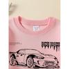European Sizes Sports Car Design Girls' Crew Neck Sweatshirt, Western Top, Long-Sleeved, Casual Colors for Young Girls.