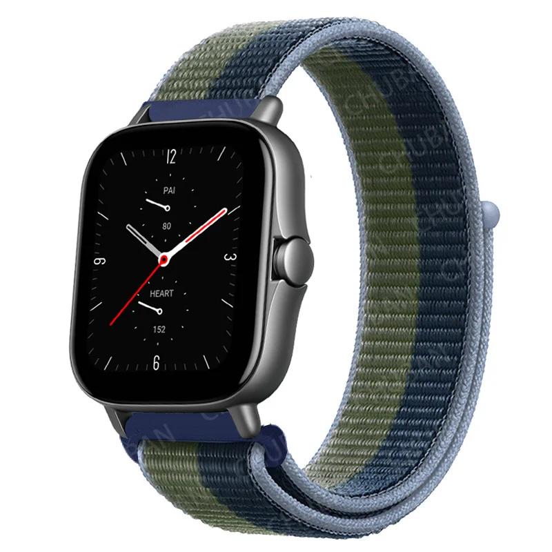 20mm/22mm Nylon Loop watch band For Amazfit GTS/4/2e/3/GTS2 Mini/GTR 4/3 pro/47mm/GTR2/2e/stratos Bracelet Amazfit bip-u strap