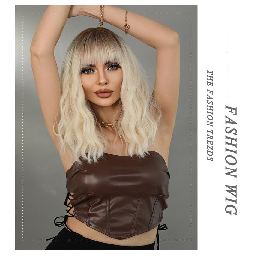 Women's 43cm Wig Simulated Hair Long Curly Hair Platinum Hair Rose Hair Net Full Head Cover Headwear Beauty Decoration Wig