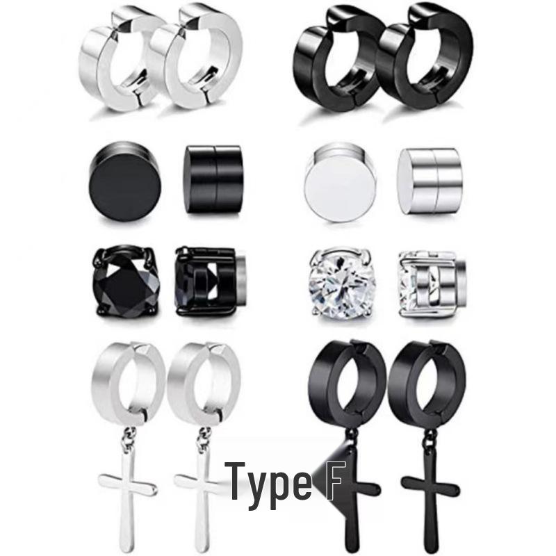 Stainless Steel Cross Zirconium Magnetic Earring Set for Men & Women 6mm Magnetic Ear Clip