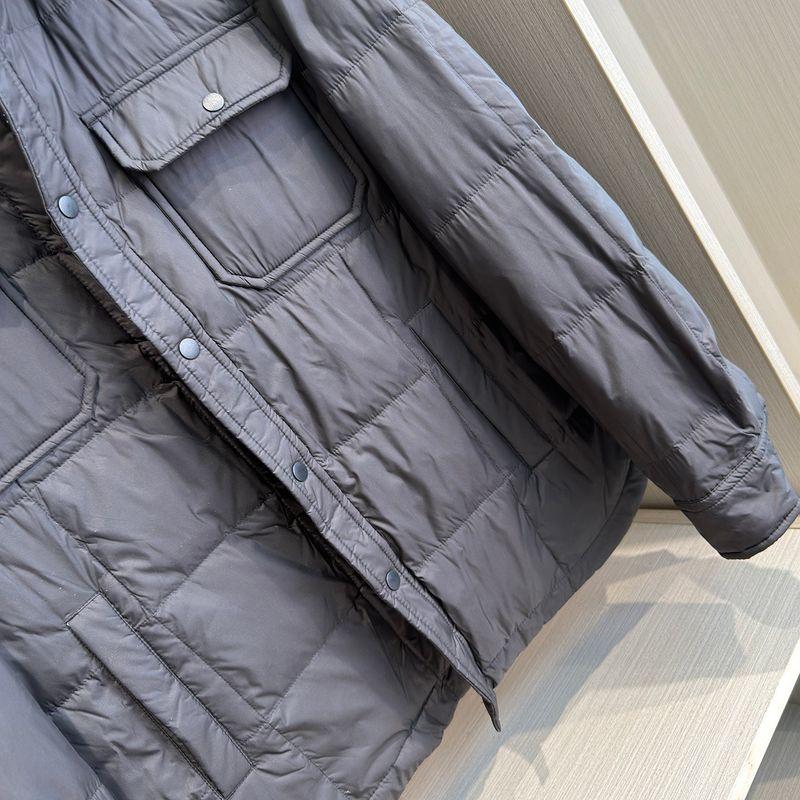 Limited Edition Quality Goods! 90% White Duck down Shirt-Style Lapel Short down Jacket for Men, Workwear with Multiple Pockets, Warm and Trendy Coat