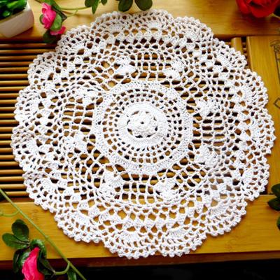 Cup Coaster Non-Slip Odor-Free Cotton Lace Handmade Round Table Placemat for Restaurant